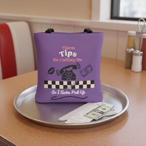 Retro Waitress Tote Bag: Funny Server Gift, Restaurant Staff Shift Life, Tip-Inspired Carry All
