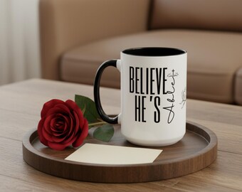 Believe He's Able Becher - Christlicher Glaube Inspirierendes Kaffeetasse Geschenk für Frauen Religiöses Zitat Trinkgeschirr
