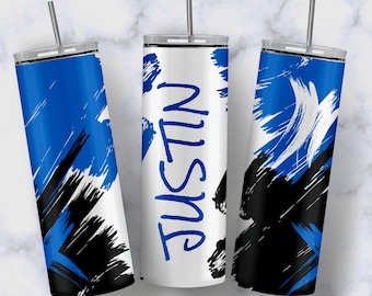 Name Tumbler for Him or Her Navy Blue Black Skinny Straight Tumbler PNG 20oz Sublimation Designs for Men, Mens Tumbler, Personalised Wrap