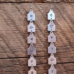howdy cowboy  western cow tag earrings, silver cow tags customizable western jewelry dangle earrings for women and influencers