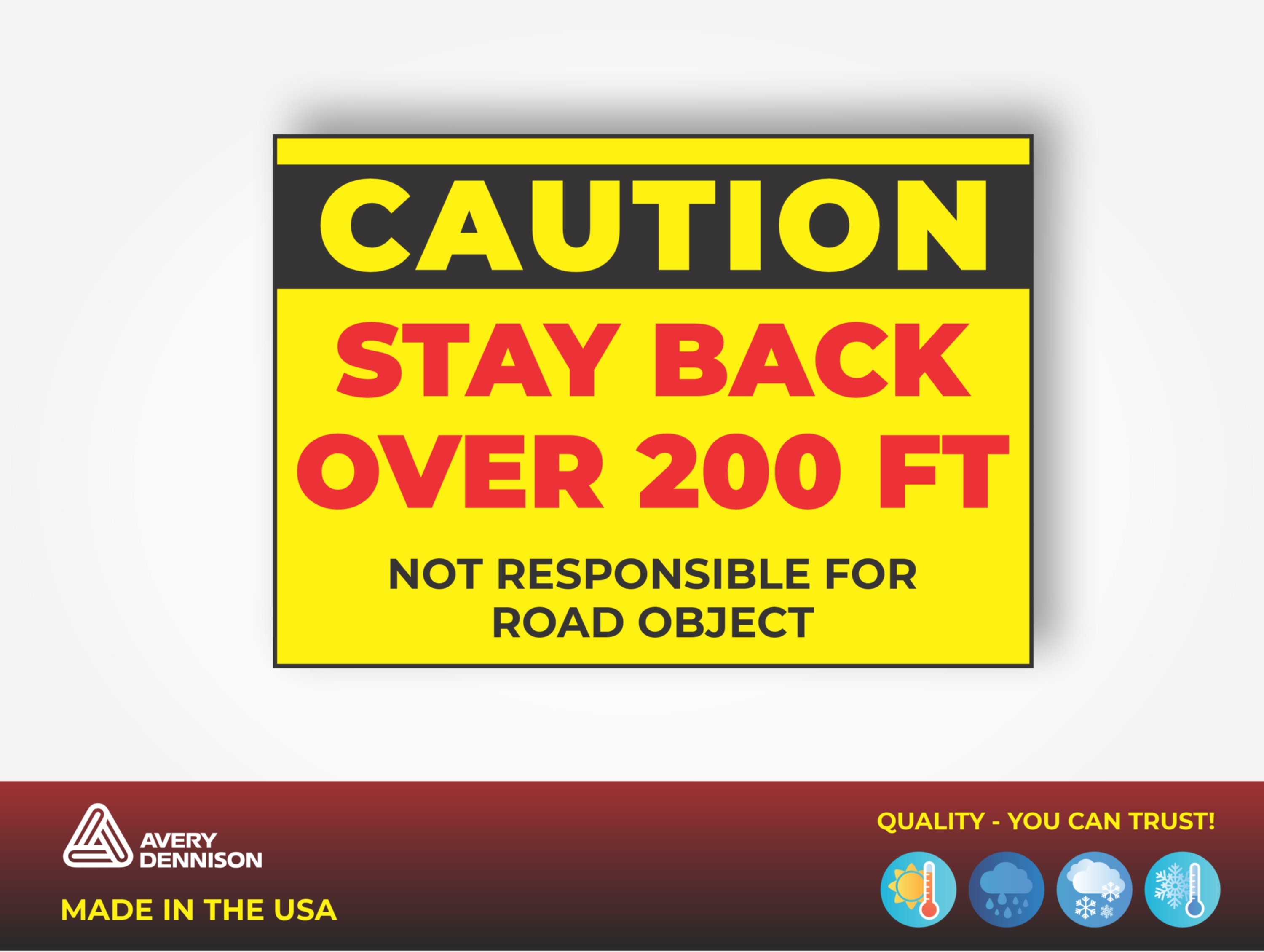 Caution Stay Back 200 Ft Safety Decal Vinyl Sticker for Semi Truck and ...