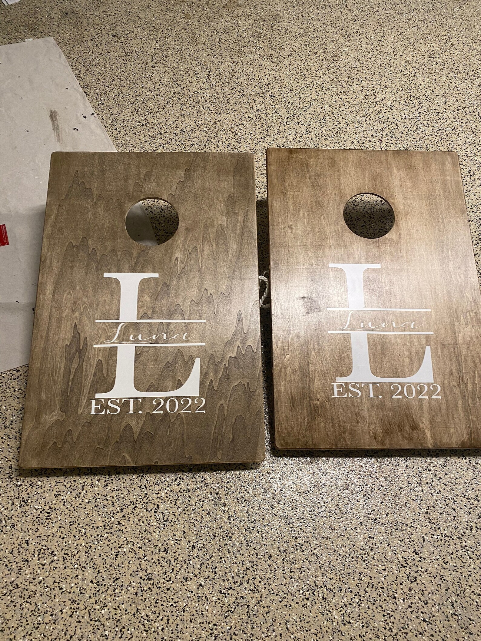 Customizable Wedding Cornhole Boards with Initials main image 0