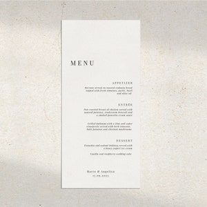 Printable Wedding Menu Template, Modern & Simple, Fully Editable In Canva, Instant Digital Download