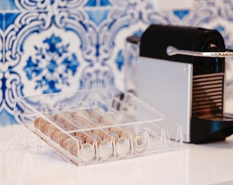 Acrylic Nespresso Capsule Dispenser: Gravity-Fed, Holds 30 Original Capsules