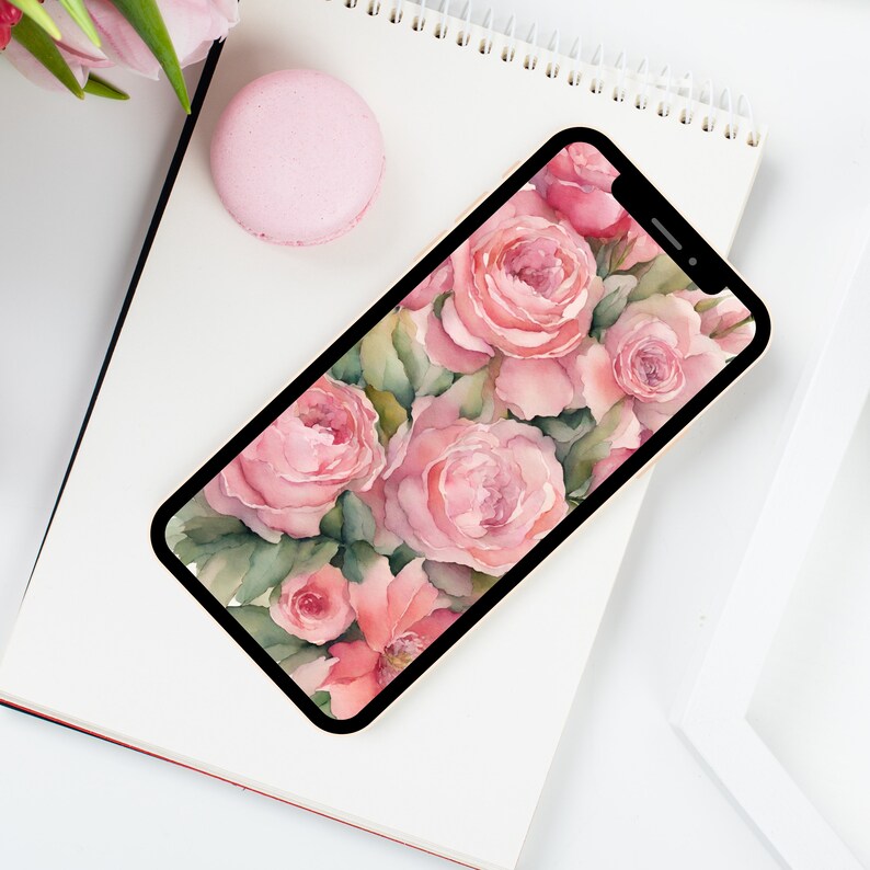 Pink Watercolor Floral Wallpapers, Cell Phone Backgrounds, Colorful