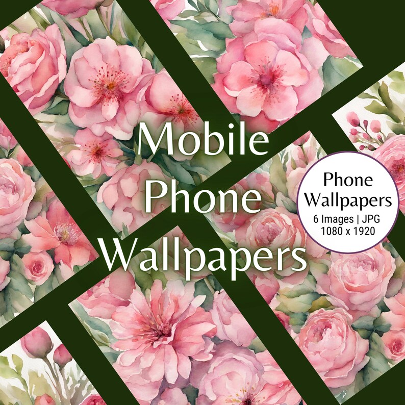 Pink Watercolor Floral Wallpapers, Cell Phone Backgrounds, Colorful