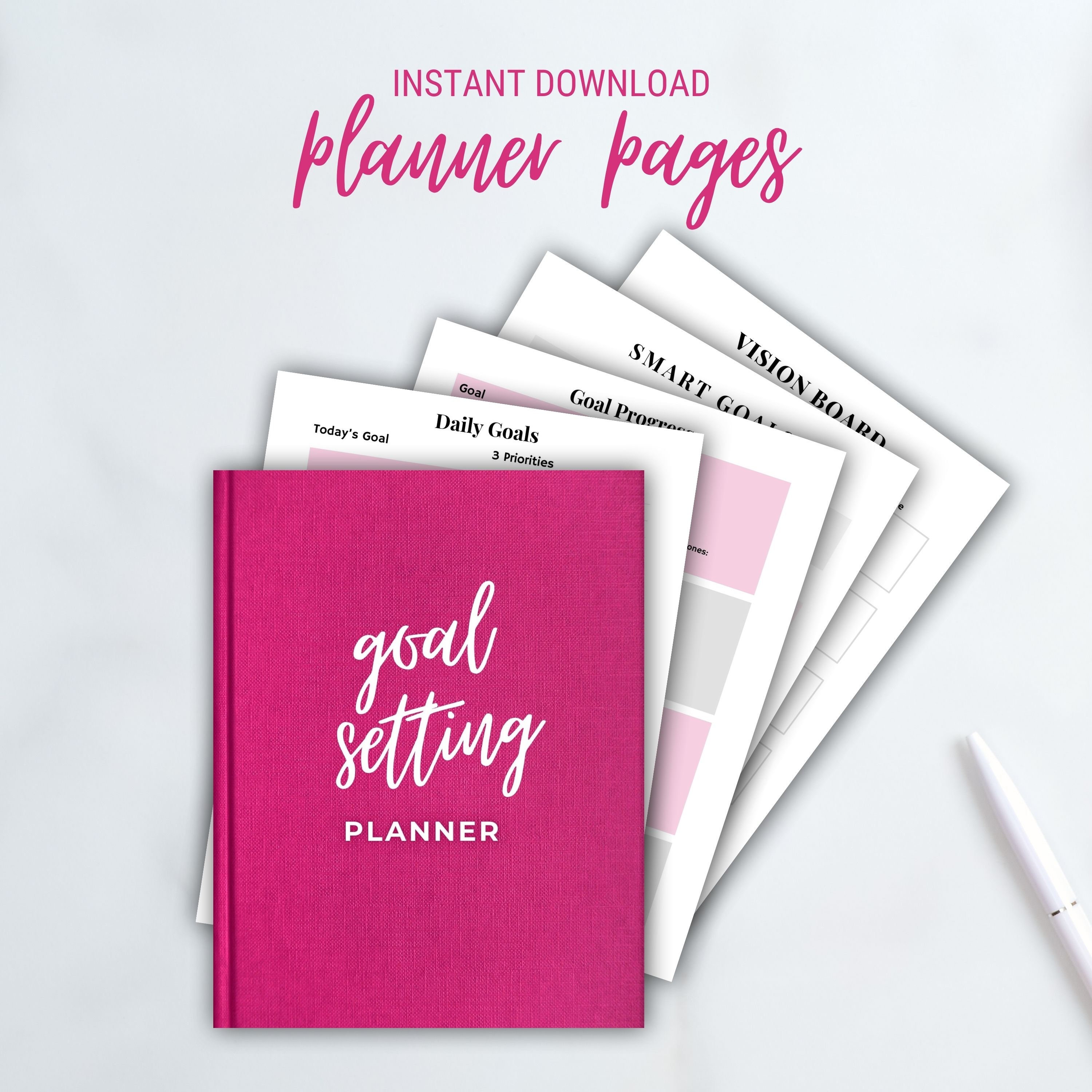 Pink Printable Goal Setting Planner Undated Productivity Organizer ...