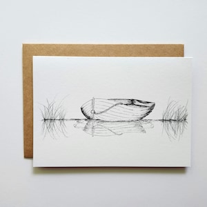 Hand Drawn Card, Father&#39;s Day Card, Fishing Boat Card, Card for Fisherman, Sympathy Card, Retirement Card, Thinking of You, Card for Dad