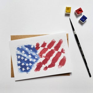 Hand Painted Card, American Flag, Independence Day, 4th of July, Veterans Day, Patriotic Art, Memorial Day zdjęcie 5