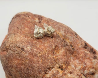 925 Sterling Silver Taxco Mexico, Knot Stud Silver Earrings.