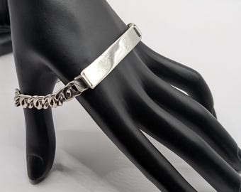 925 Sterling Silver Vintage Mexico Fancy Figaro Link Bracelet 8.75