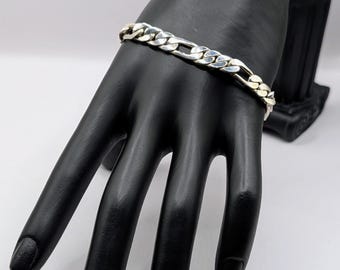 925 Sterling Silver Taxco Mexico, Bold Figaro Bracelet