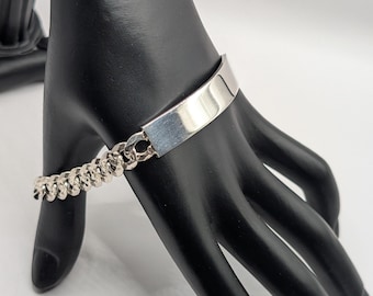 925 Sterling Silver Vintage Mexico Figaro Link Bracelet 7.25