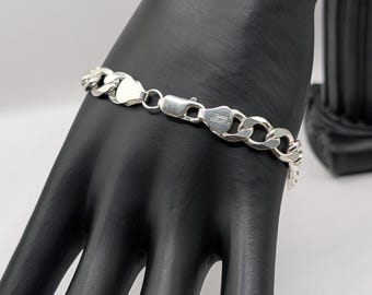 925 Sterling Silver Taxco Mexico, Cuban Curb Chain Bracelet - Etsy