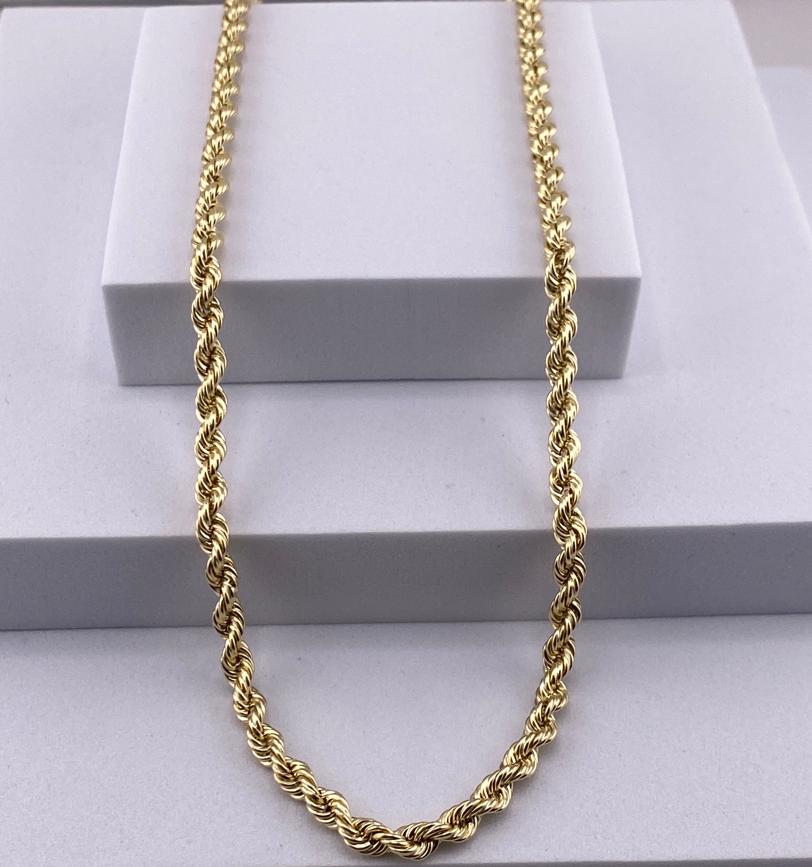 10K Gold Rope Chain Necklace - Men & Women - Etsy