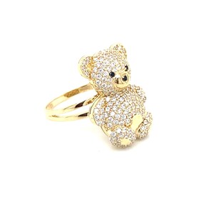 14K Real Gold Teddy Bear Ring - Etsy