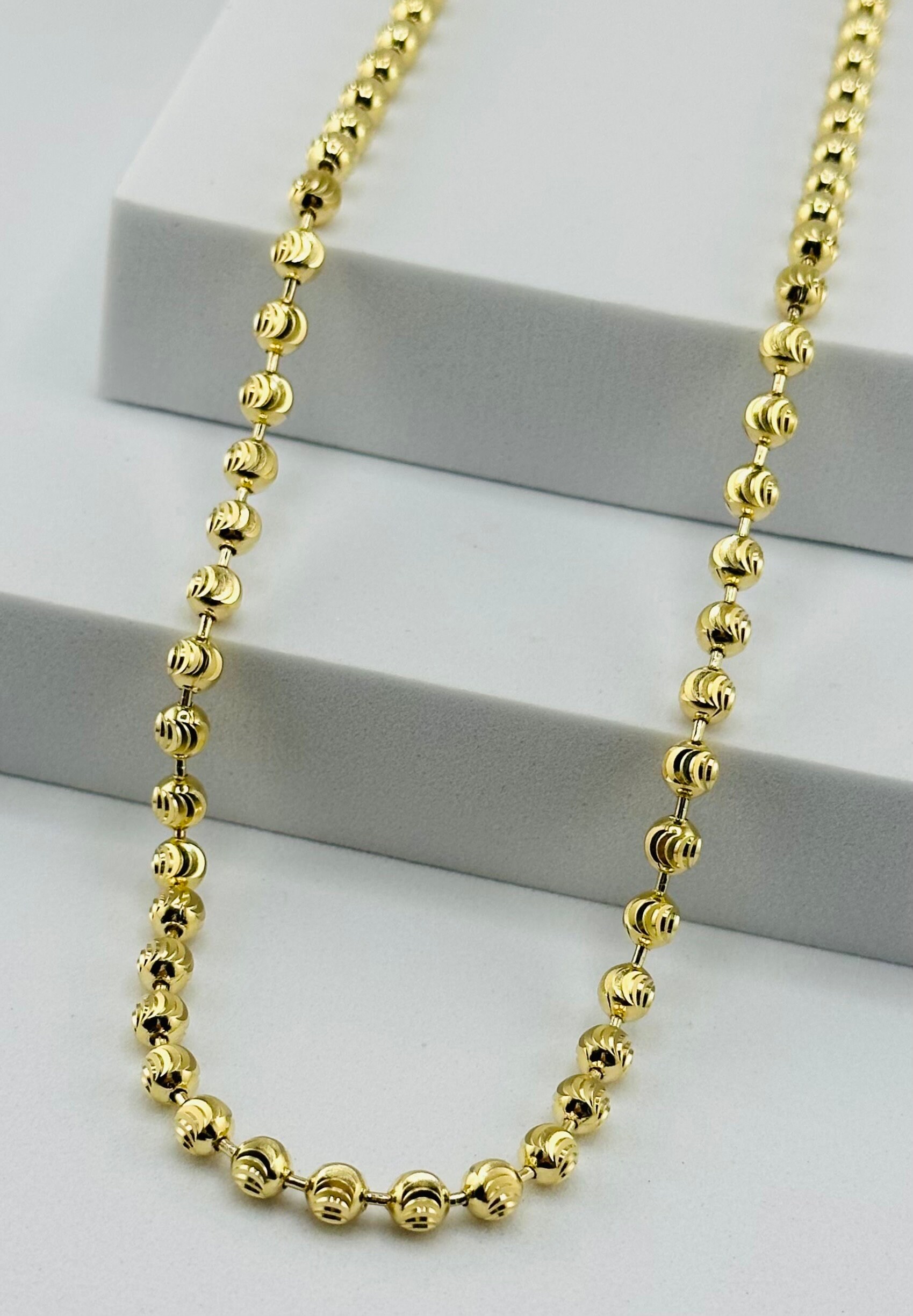 Moon Cut Bead Chain in 14k Yellow Gold (4.00 mm) main image 1