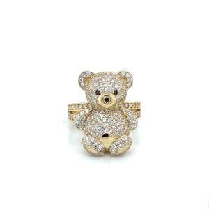 14K Real Gold Teddy Bear Ring