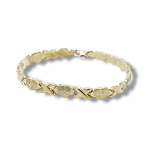 14K Yellow Gold XOXO Bracelet: Hugs and Kisses Stampato Design