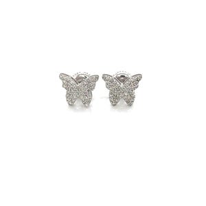 14k Gold 0,44Ct Diamond Earrings, Real Diamond Earrings, 14K Solid Gold butterfly stud earrings, Real Solid Gold Dainty Stud with screw back