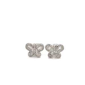 14k Gold 0,57Ct Diamond Earrings, Real Diamond Earrings, 14K Solid Gold butterfly stud earrings, Real Solid Gold Dainty Stud with screw back
