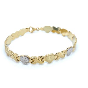 14K diamantgeslepen echt gouden knuffelarmband voor dames, XOXO-armband, knuffelarmband