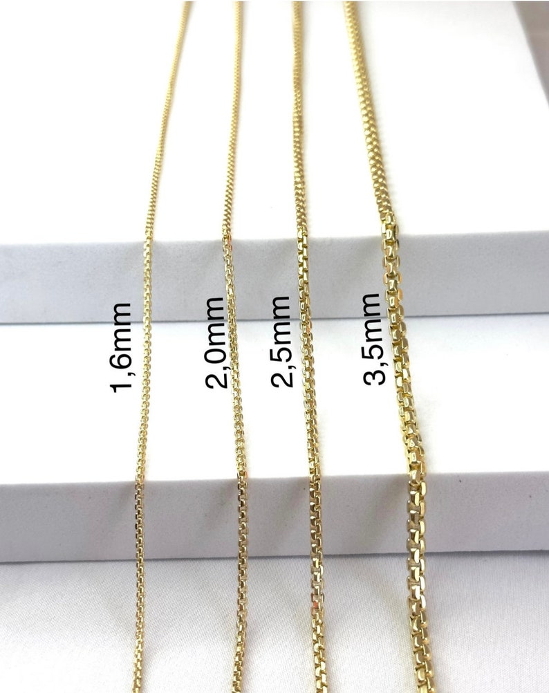 14K Real Gold Round Box Chain, White Gold Round Box Necklace Etsy