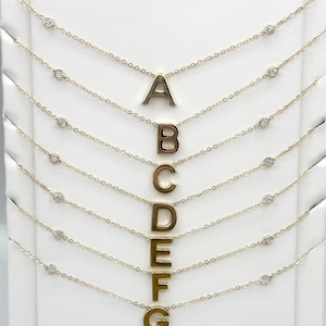 14K Plain Yellow Gold Initial Necklaces