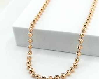 14K Rose  Gold Moon Cut Chain Necklace