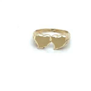 14K Real Gold Double Heart Nugget Ring, Heart Ring, Nugget Ring, Statement Jewelry, Bold Ring