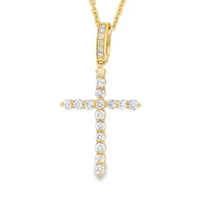 14K Gold Diamond Cross Necklace, 0,36Ct Diamond Cross Necklace, Natural Diamond Cross Pendant, Real Diamond Necklace, Unisex Cross Pendant