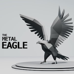 The Eagle in DXF for Assembly from sheet metal. 3D animal sculpture, 3D constructor. Template for geometric polygonal metal park sculpture.