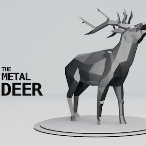 The Deer in DXF for Assembly from sheet metal. 3D animal sculpture, 3D constructor. Template for geometric polygonal metal park sculpture.