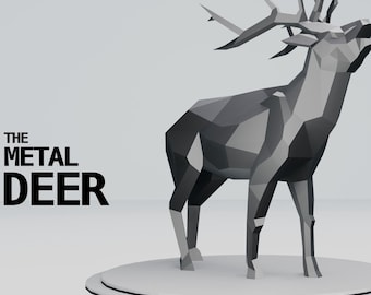 The Deer in DXF for Assembly from sheet metal. 3D animal sculpture, 3D constructor. Template for geometric polygonal metal park sculpture.
