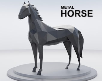 Geometric Horse Sculpture DXF Template - Metal Art Digital Files for Laser & CNC Cutting