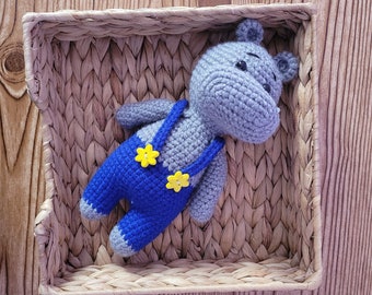 Hippo toy Crochet Handmade doll for birthday gift or baby shower ideas , Baby Room Decor, Amigurumi lovely