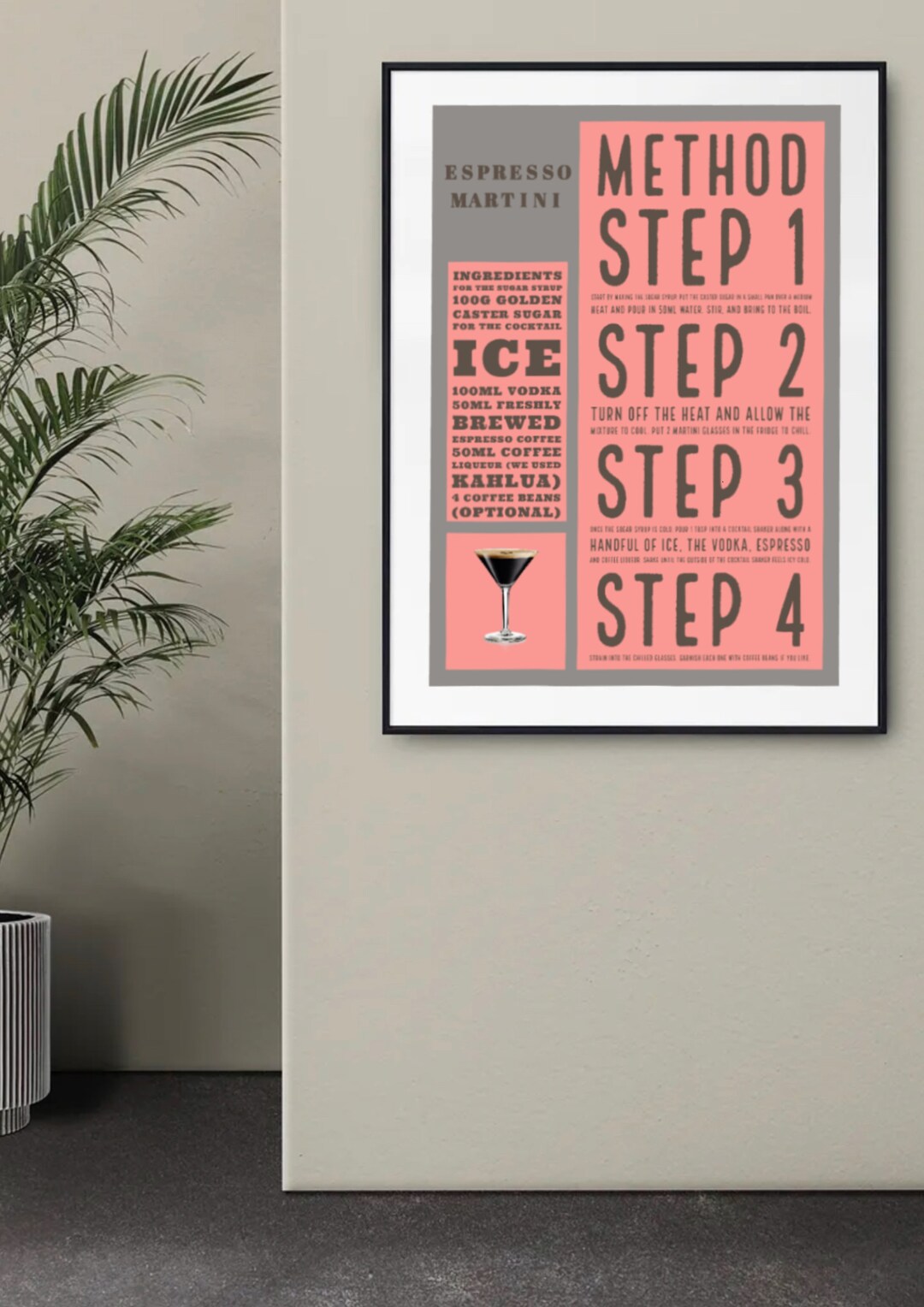 Espresso Martini Cocktail Menu Poster Printable Bespoke Design Download