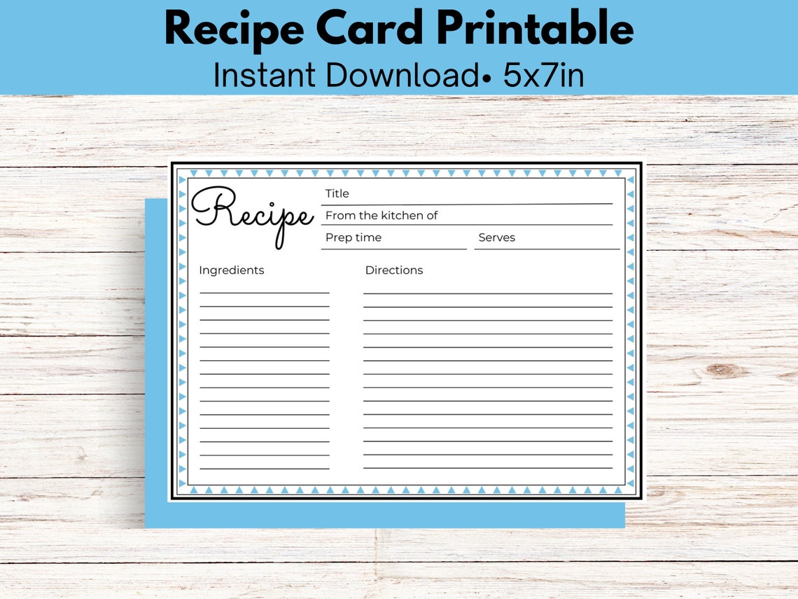 Printable Recipe Card | 5x7" DIY Recipe Card - Etsy