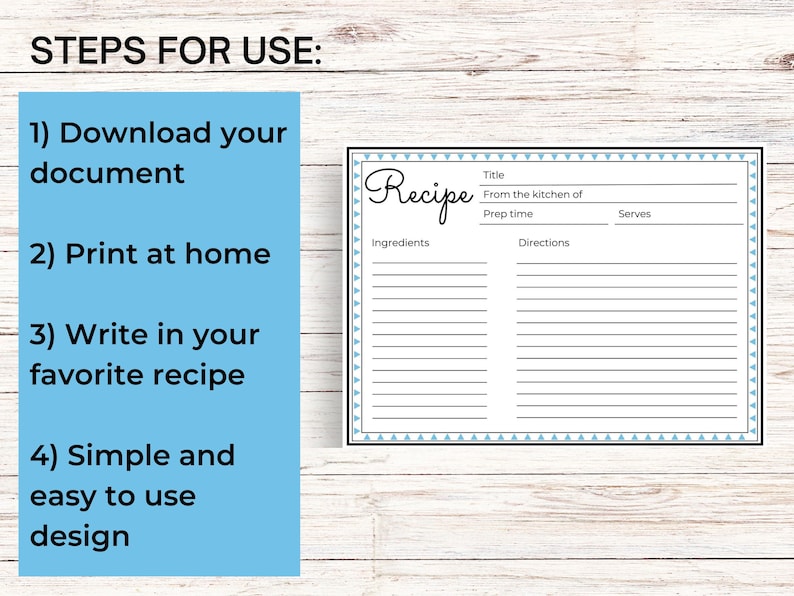Printable Recipe Card | 5x7" DIY Recipe Card - Etsy