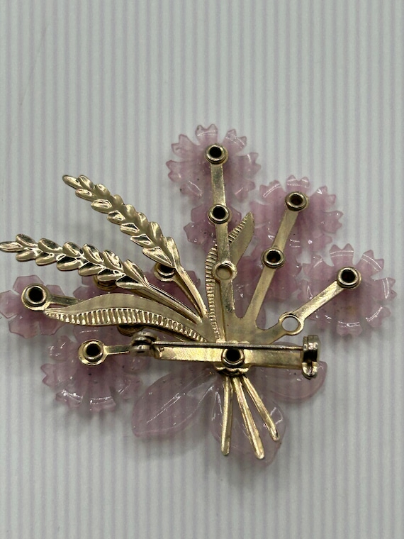 Mid  Century Pink Flower Brooch - image 3