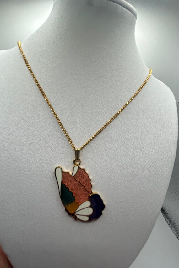 Enamel Butterfly Pendent Necklace