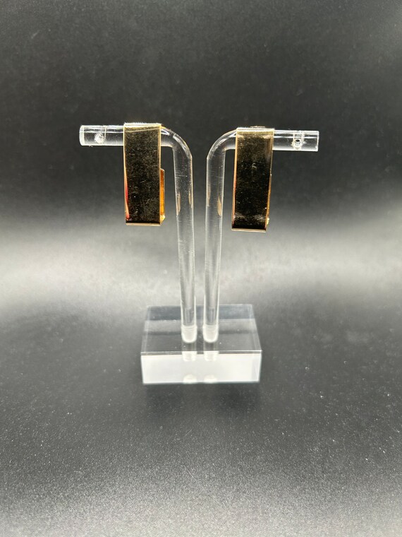 Rectangle Gold Tone Earrings - image 1