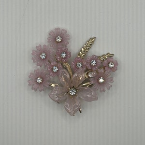 Mid  Century Pink Flower Brooch