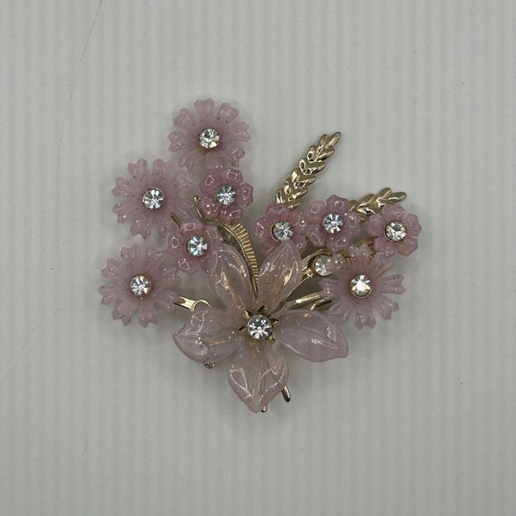 Mid  Century Pink Flower Brooch