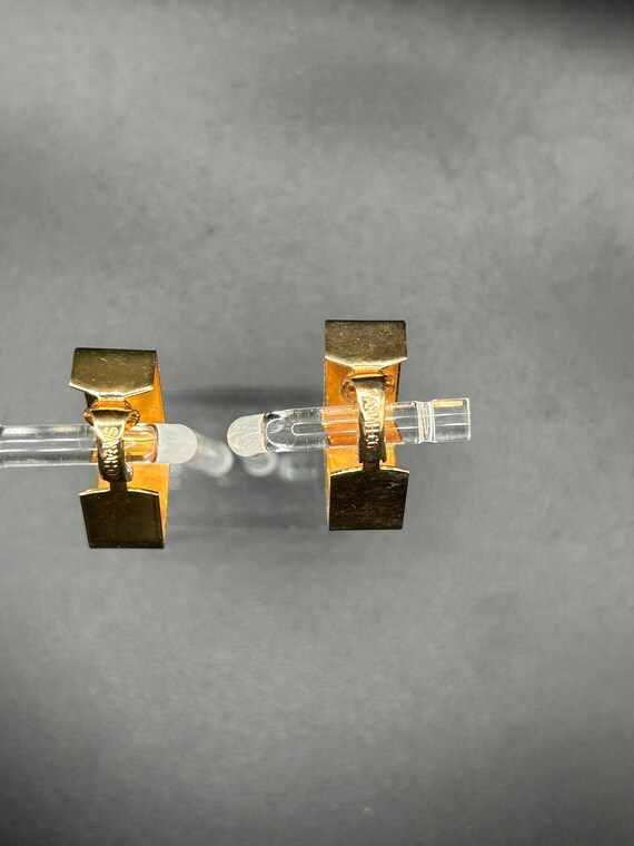 Rectangle Gold Tone Earrings - image 2