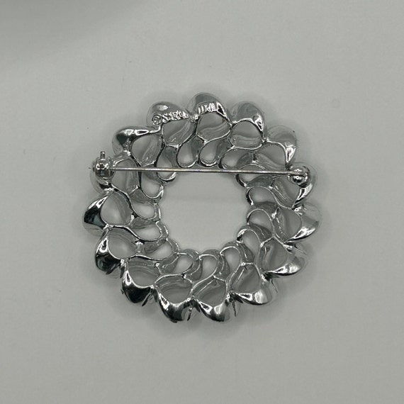 Sarah Coventry Round Silver Tone Brooch Lapel Pin - image 3