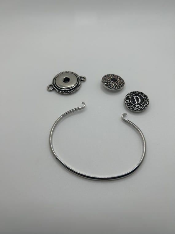 Adjustable silver cuff bangle bracelet with inter… - image 3