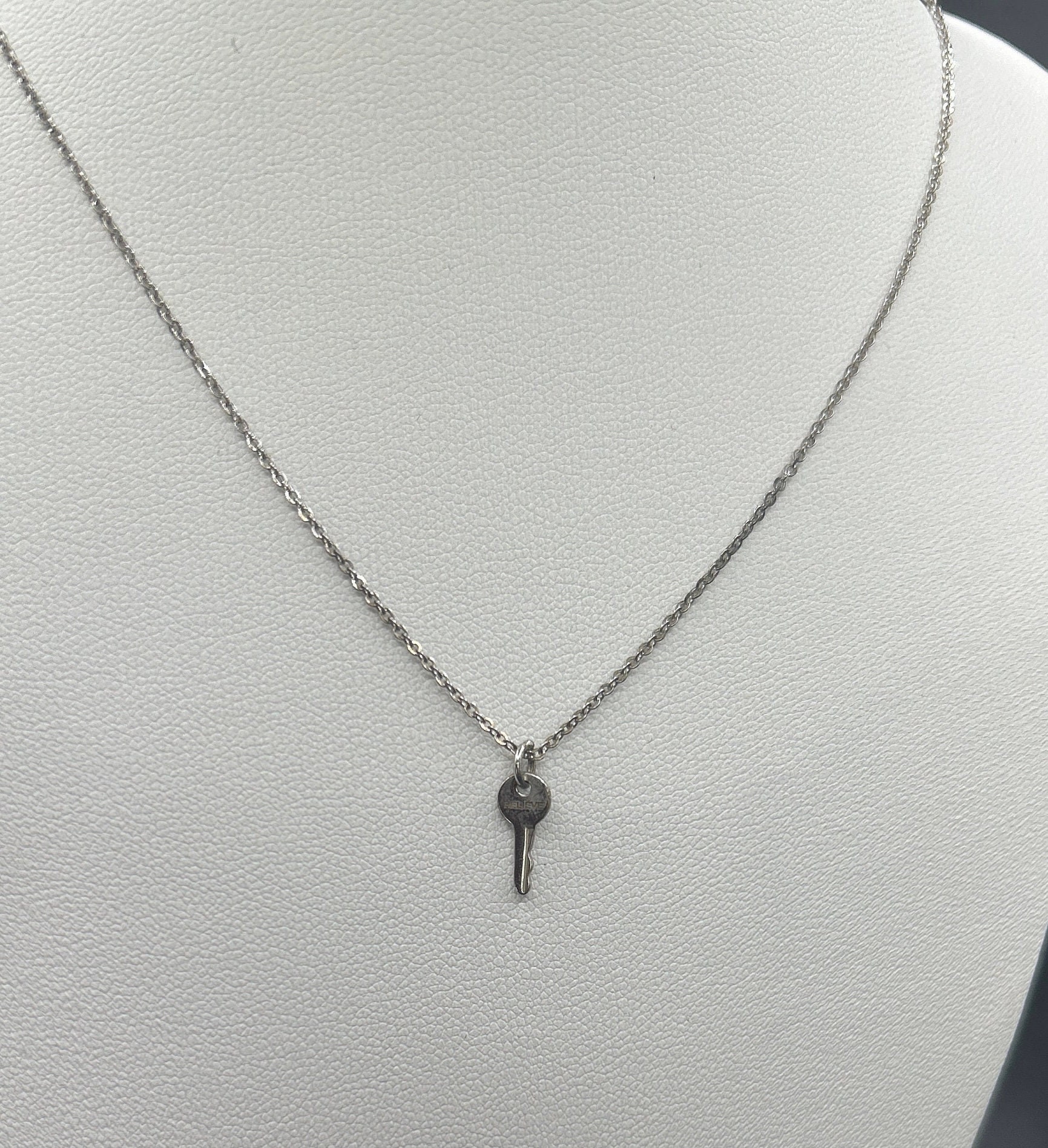 THE GIVING KEYS Mini Key Silvertone Necklace Etsy