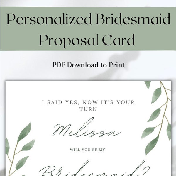 Will You Be My Bridesmaid Card Digital Download, Bridesmaid Proposal Cards, Bridal Cards, Classic, Minimalistic design, Bridal Party Cards