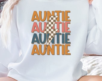 Auntie Lightning Bolt Sweatshirt, Auntie Sweatshirt, Retro Aunt Sweatshirt, Vintage Auntie Sweatshirt, Oversized Aunt Sweatshirt, Gift